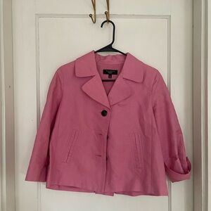 Talbots Rose Pink Cropped Button Blazer